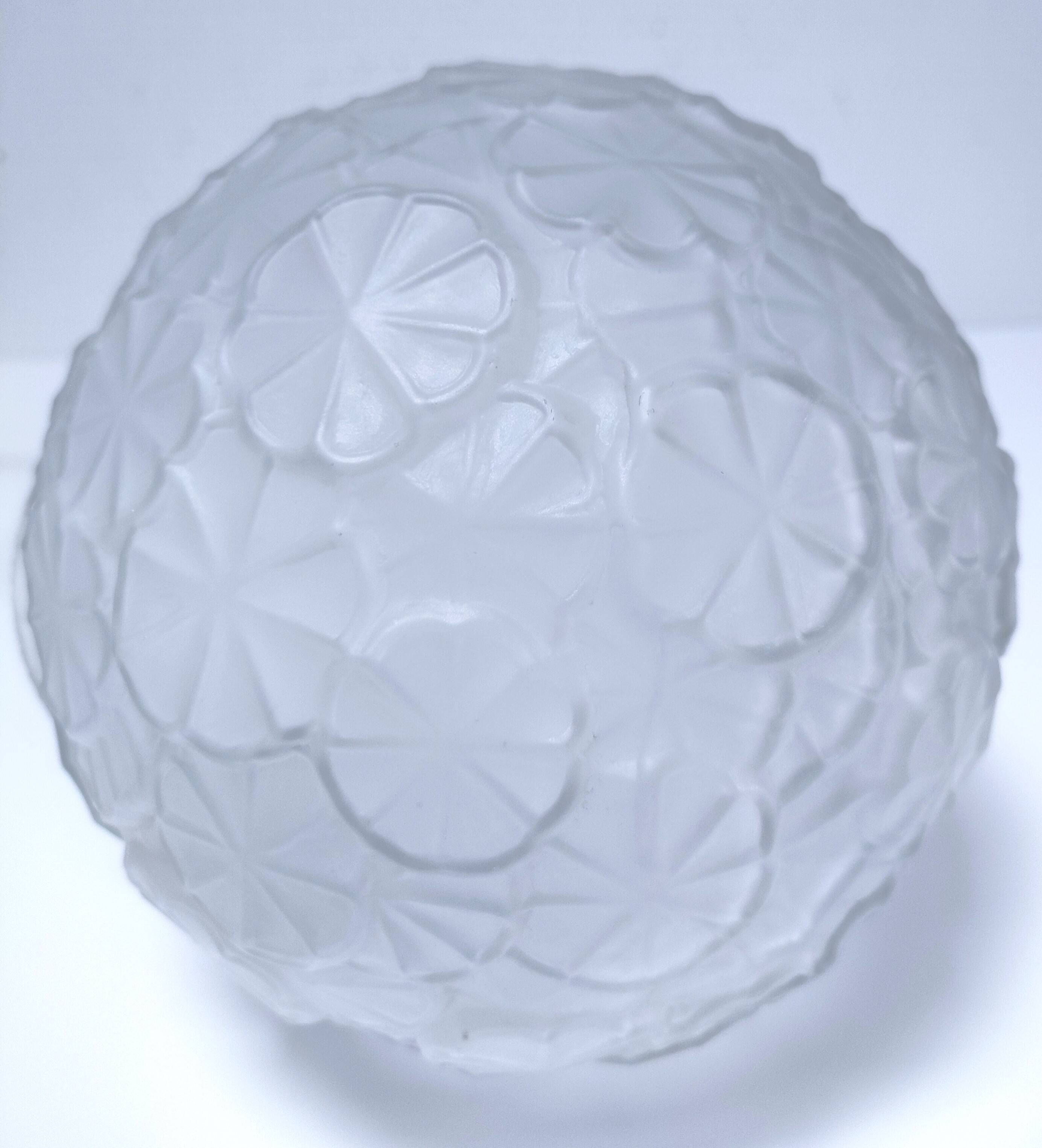 Art Deco glass ball pendant with floral decor