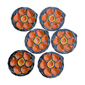 Set of 6 vintage oyster plates Gabriel Fourmaintraux 1960’s