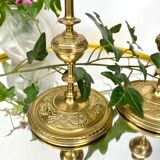 Golden brass candle holders