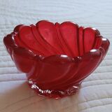 Vintage red blown glass ashtray empty pocket