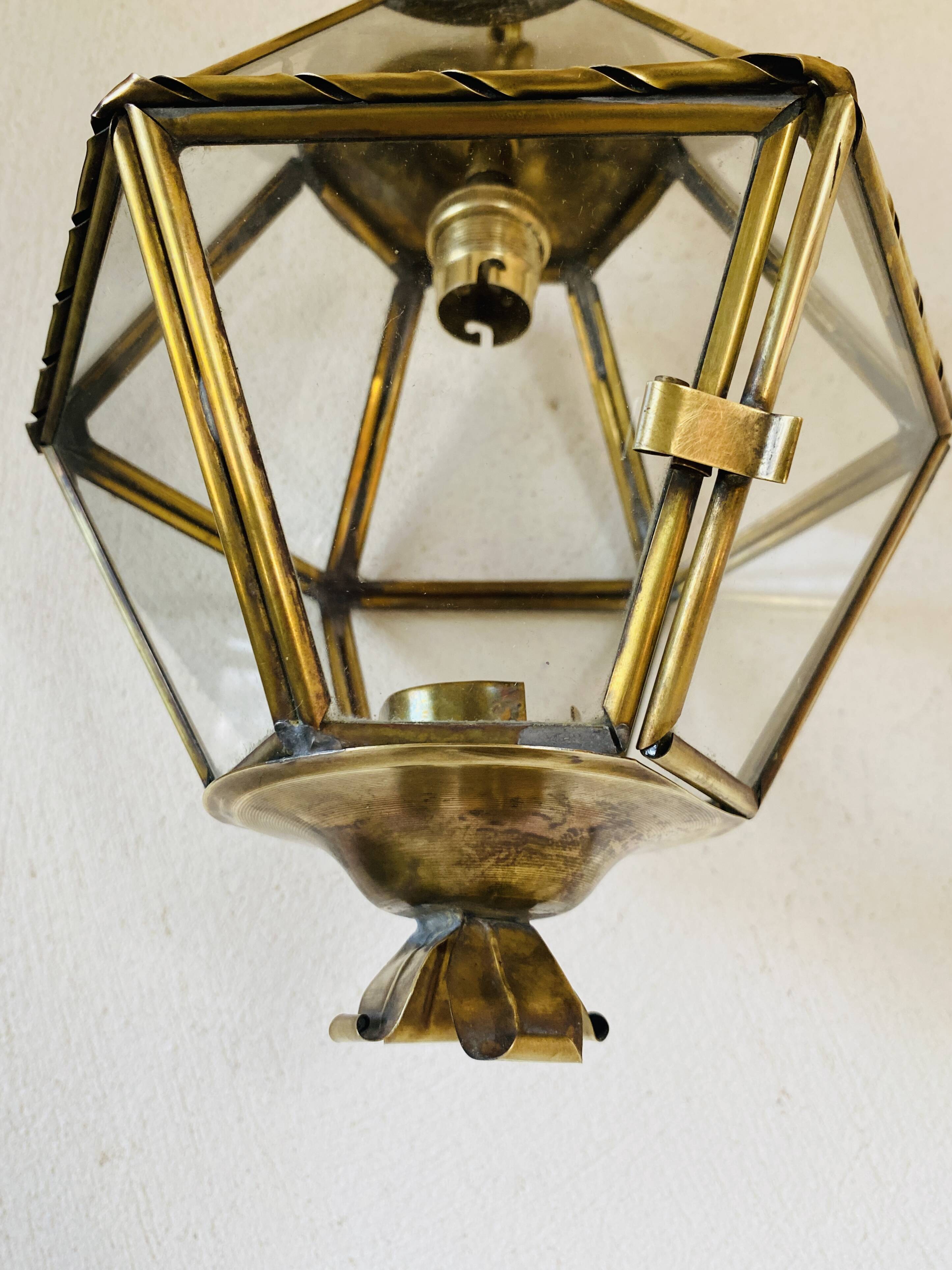 1950s pendant light, chain and brass ceiling light