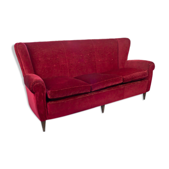 Sofa' 3 seater sofa red 60s vintage modern