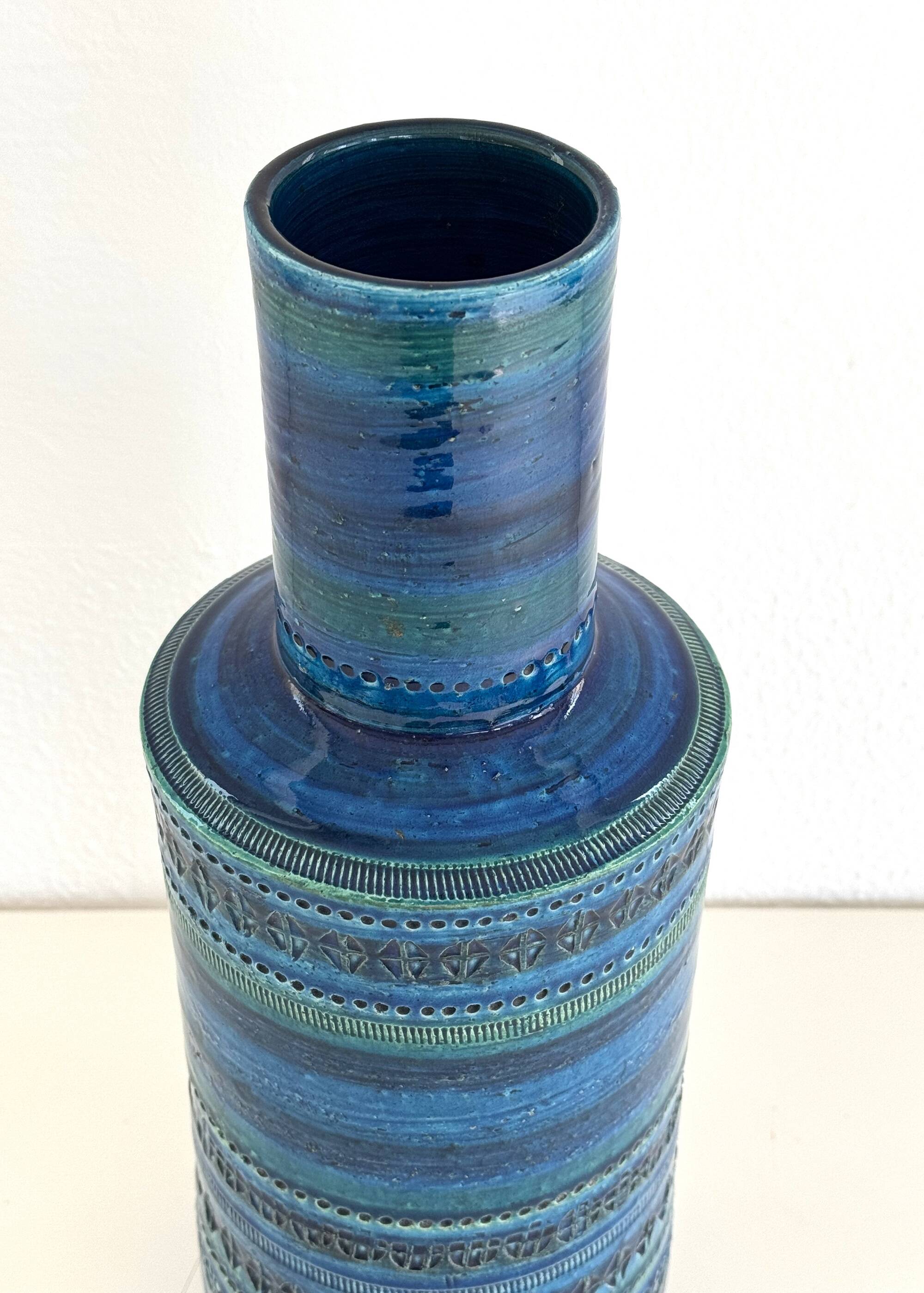 Aldo Londi XL Vase in Rimini Blue Decor for Bitossi, 1960s