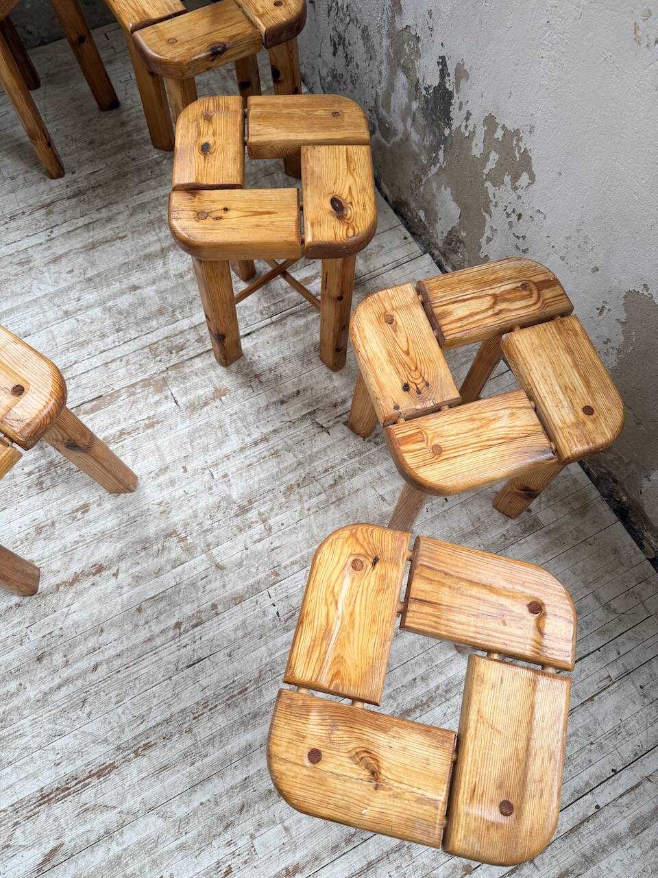 Set of 6 Olof Ottelin stools, Finland 1950.