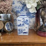 Rectangular Hue Blue Vase Vietnamese Landscape Decor 20th Century
