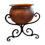 Copper pot and wrought iron tripod cache