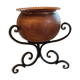 Cache pot cuivre et trépied fer forgé