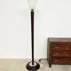 Mazda Art Deco floor lamp (1940s) – Stained wooden stem & frosted glass shade