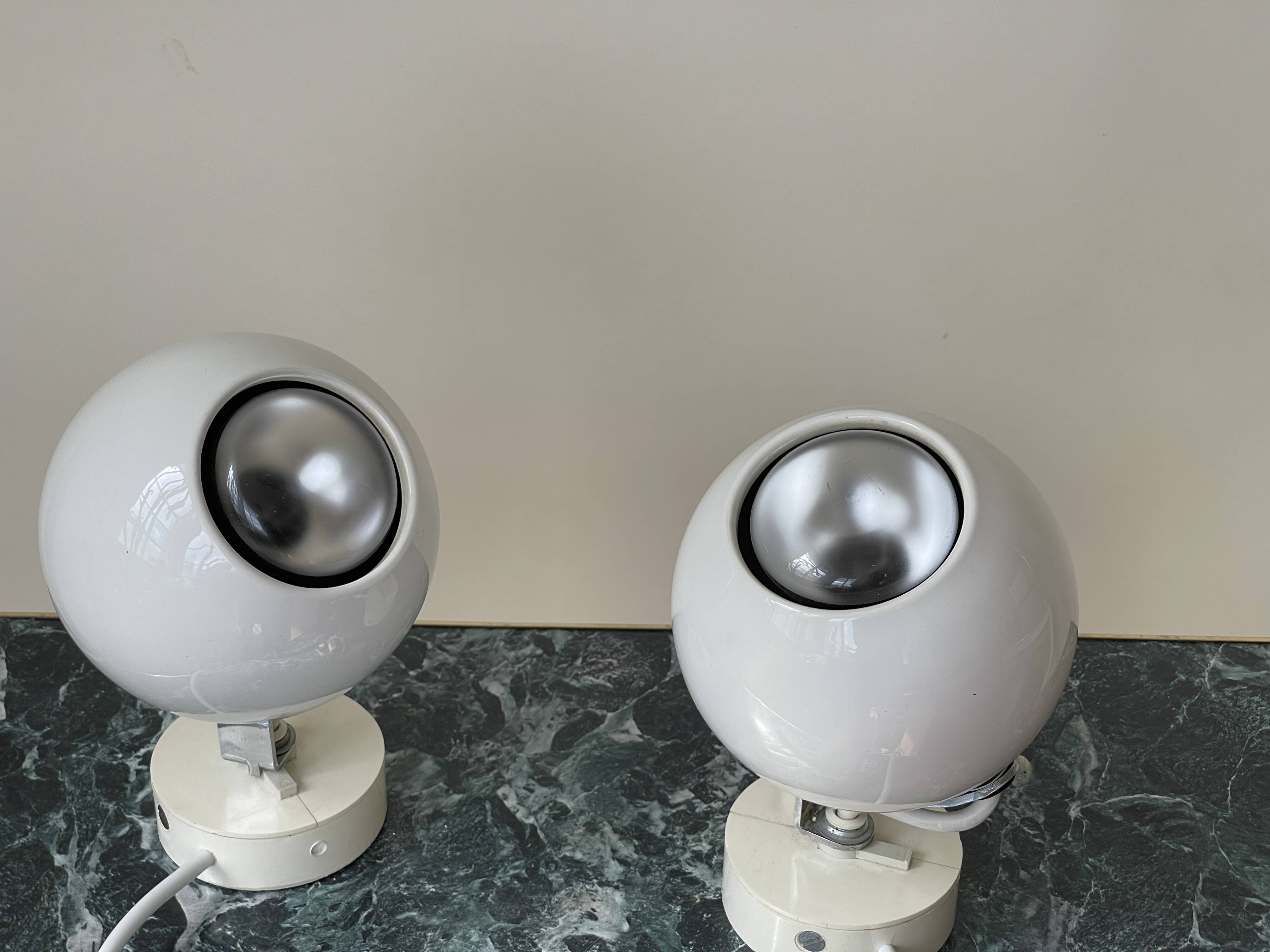 Pair of 1960s eyeball wall lights