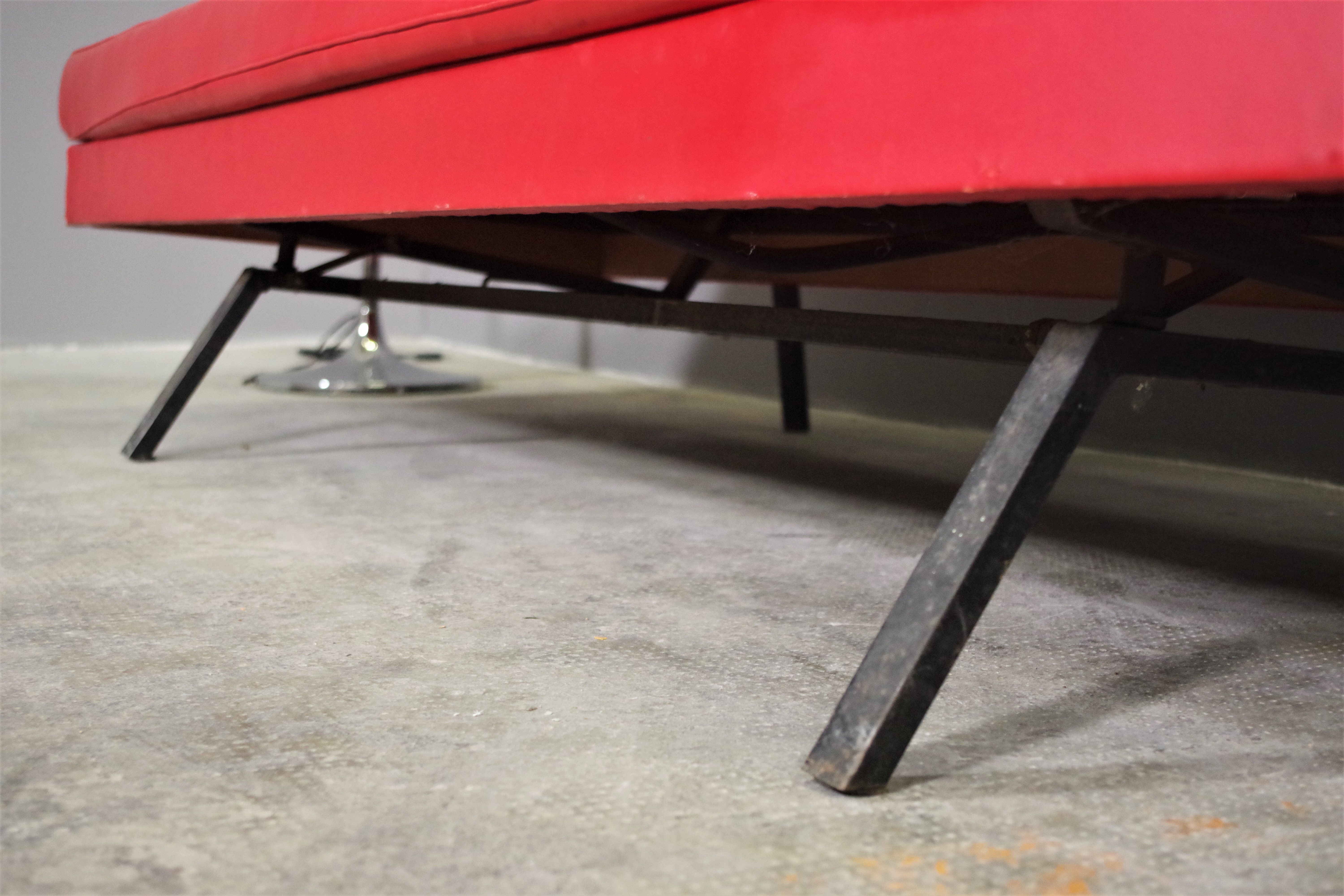 Red leatherette sofa, 1970s