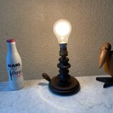 Turned wood lamp base, French craftsmanship, vintage art deco, minimalist, 40s/50s