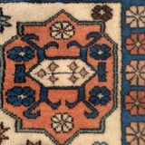Vintage Turkish Kazak Rug Oriental 135x81 cm Tribal Small Carpet, Red and Blue