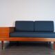 Daybed Teak Sofa and Blue Fabric Design Ingmar Relling, Norwegian 1960