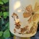 Handmade lamp in mustard glazed ceramic, vegetal lampshade