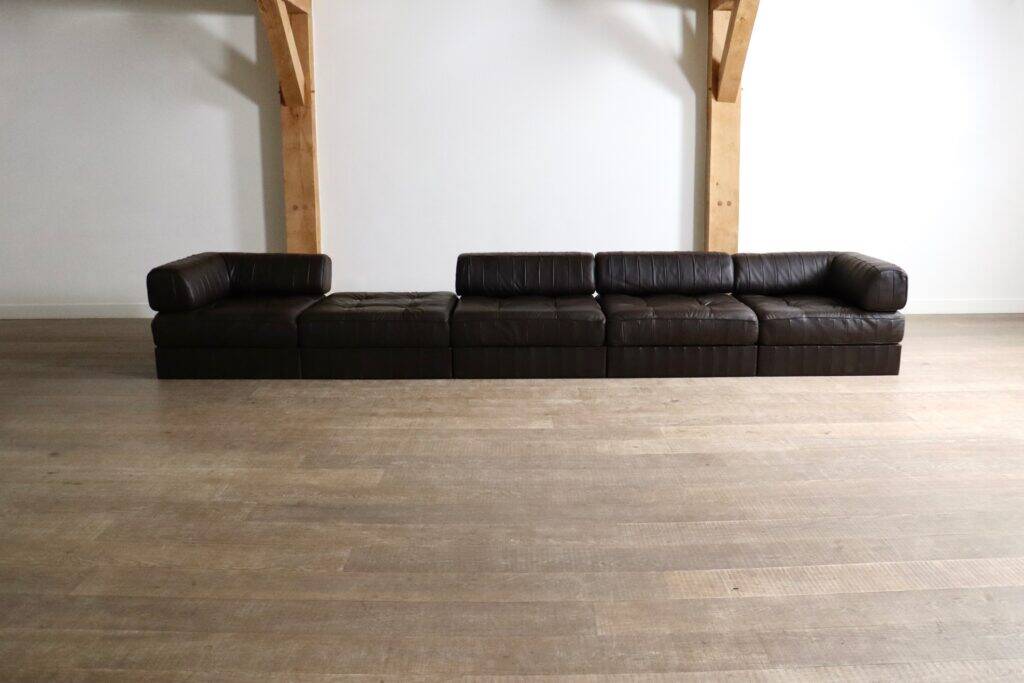 De Sede DS-88 modular sofa in dark brown patchwork leather, Switzerland 1970s