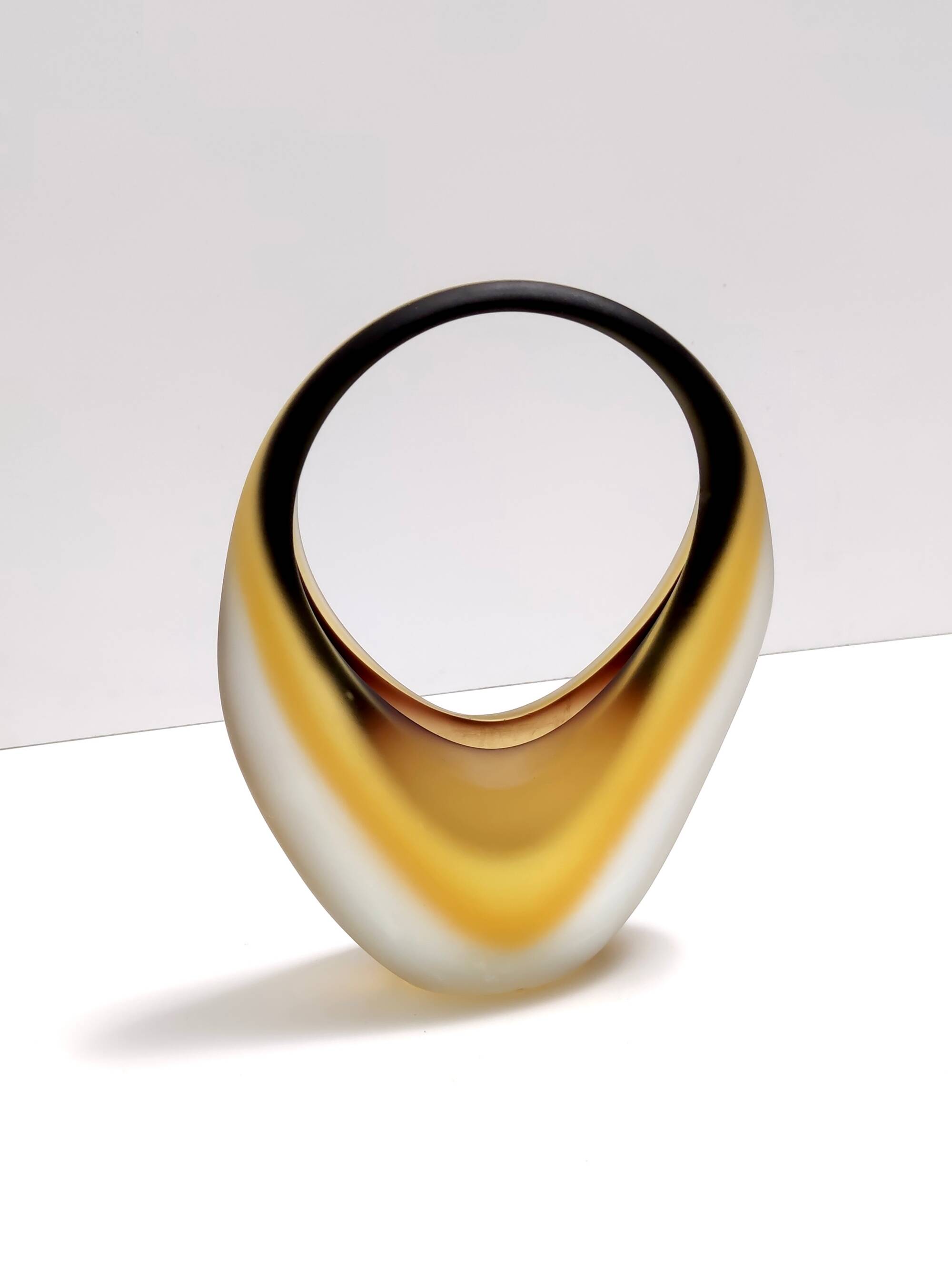 Etched Sommerso Murano Glass Basket or Vase by Archimede Seguso, Italy