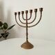Chandelier Hébraïque vintage Menorah en laiton massif années 50