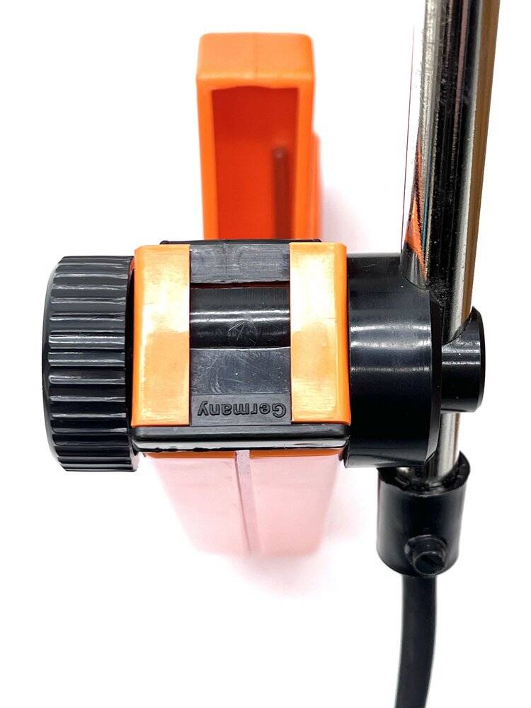 2 orange clamp lamps by revue, 1970