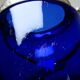Antique biscuit jar/sweet jar, cobalt blue glass and silver-plated metal, early 20th century.