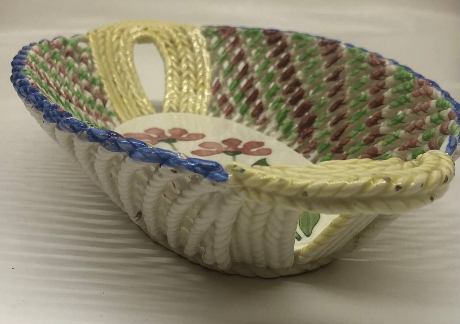 Vintage Spanish ceramic basket dish