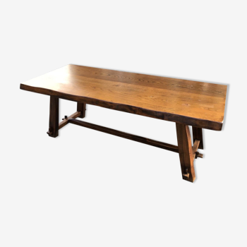 Aranjou brand table. Important solid elm dining table