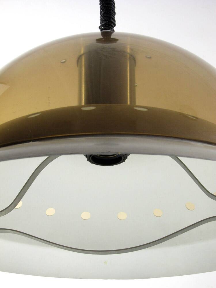 Large seventies aluminium transparent vintage pendant