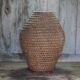 Old basket, straw and bramble bourgne, woven basket, interior decoration.