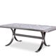 Polished metal and ceramic dining table. 1970s.