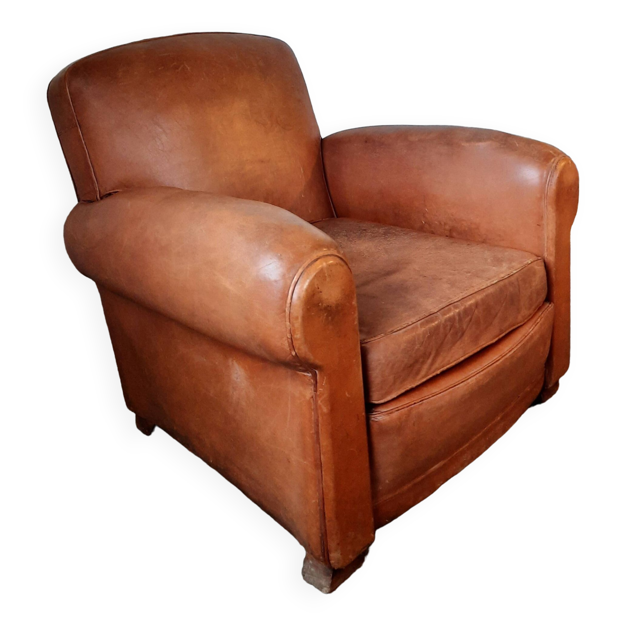 Old leather club chair 1940-1950