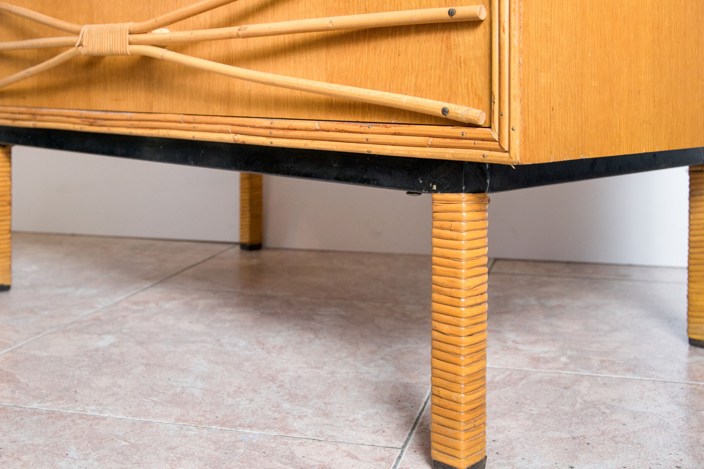 Oak and rattan Dresser