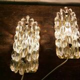 Appliques murales en cristal en forme de goutte moderne du milieu du siècle Orrefors par Carl Fagerlund