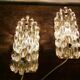 Modern mid-century crystal wall sconces in the shape of a drop by Orrefors by Carl Fagerlund.
