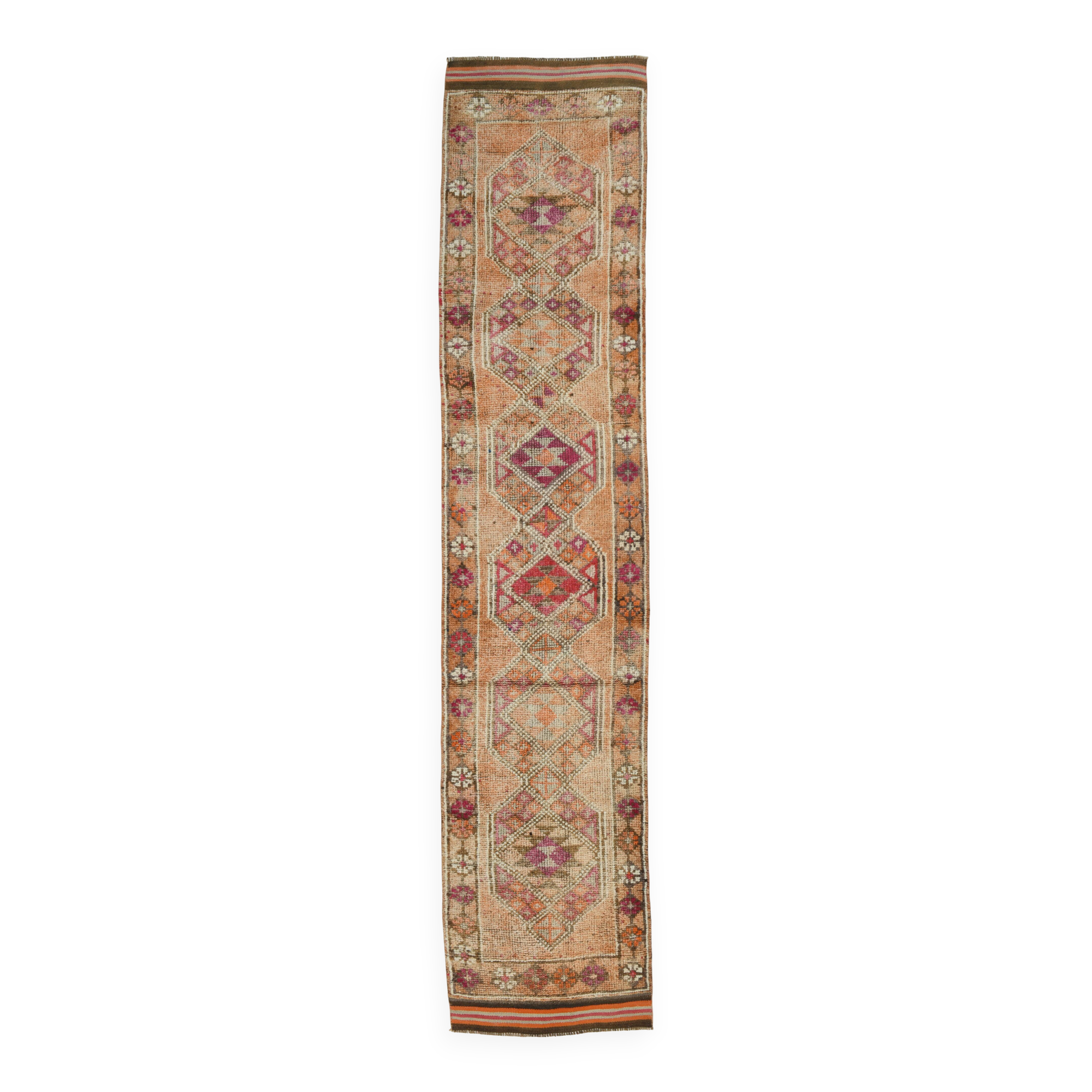 Light Orange & Red Turkish Runner Rug, 87x410Cm