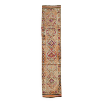 Light Orange & Red Turkish Runner Rug, 87x410Cm