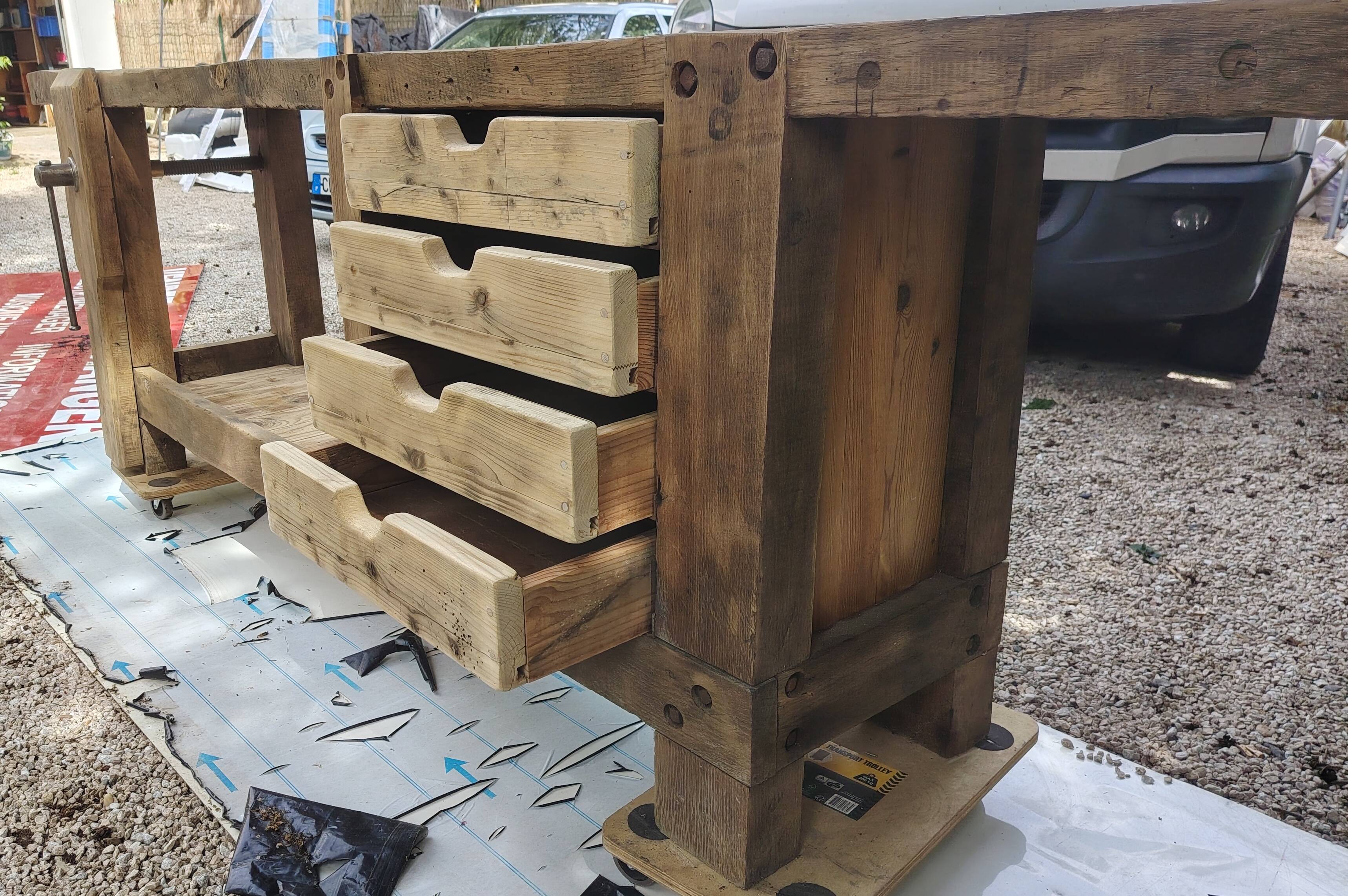 Old carpenter's workbench — industrial/rustic style