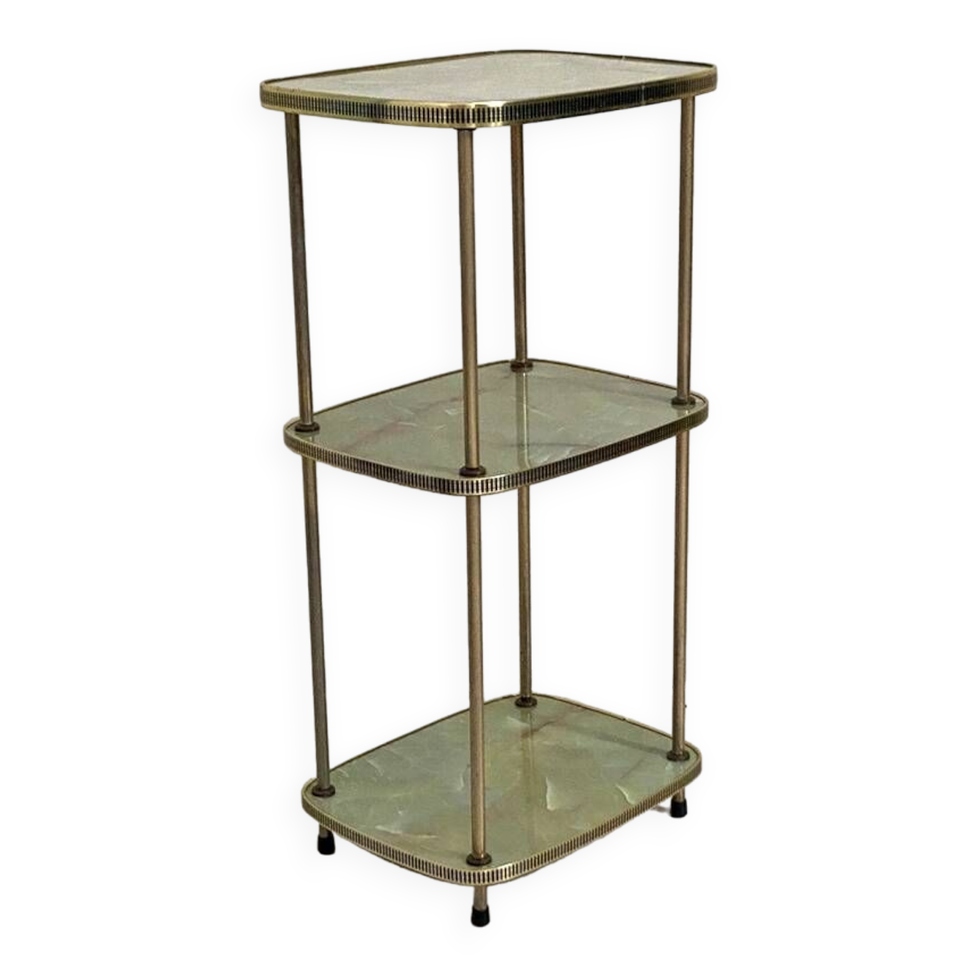 Vintage 50's brass and melamine marble imitation side table