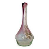 Vase soliflore verre soufflé jean-claude novaro biot signé étain liser