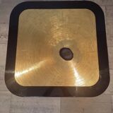 Table basse en laiton gravé de pierre bleue d'Agathe, 1987