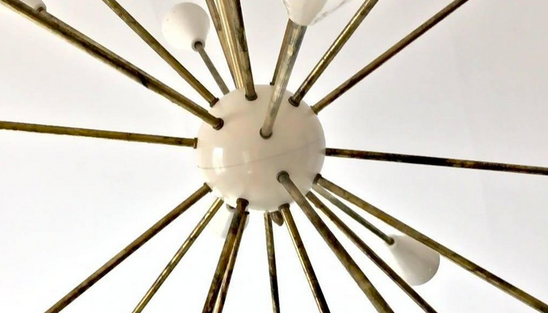 Chandelier Sputnik 24 brass lights white ivory color