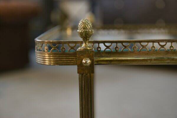 Neoclassical brass and glass serving trolley attributed to Maison Jansen, 1960s