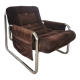 Velvet and tubular metal armchair 1980