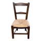 Solid wood chair in dark oak with rush seating, Louis Philippe style.