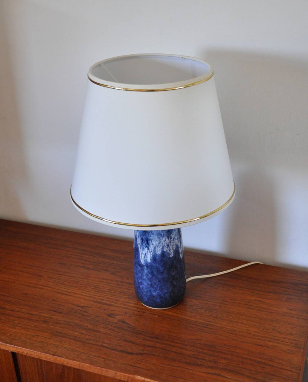 Glazed ceramic table lamp from Valholm, Denmark
