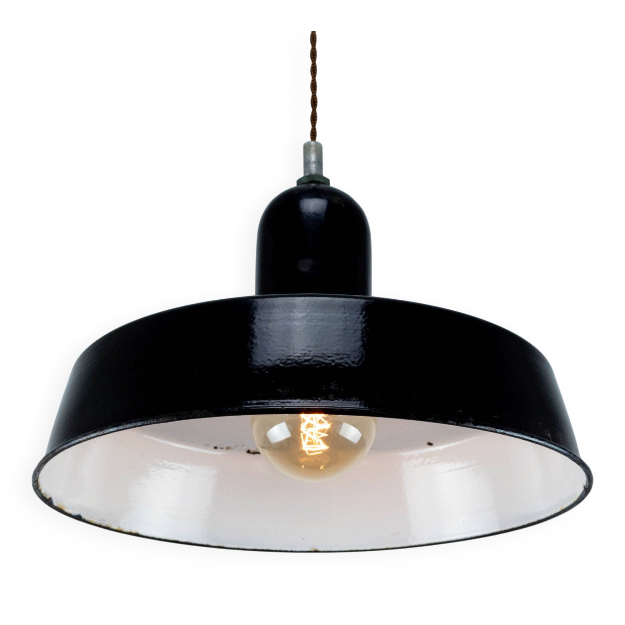 Industrial Black Metal Lamp with Visible Patina