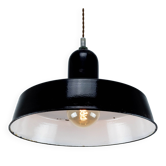Industrial Black Metal Lamp with Visible Patina