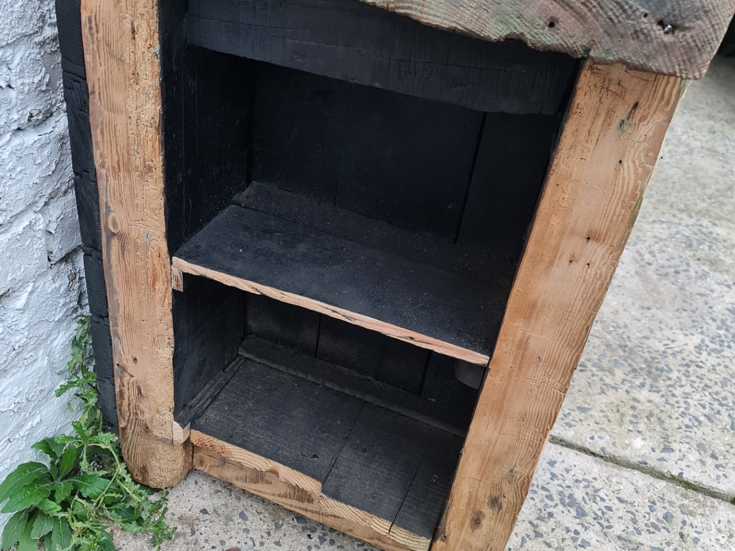 Old established a door and five drawers raw wood