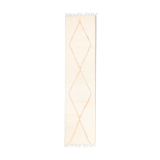 Berber carpet beni urain corridor ecru with orange diamonds 303 x 70 cm