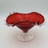 Red blown glass bowl