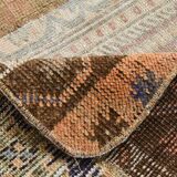 2x8 Short Blue Beige Vintage Runner Rug, 58x250Cm