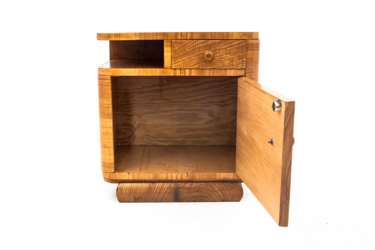 Pair of art deco bedside tables, Poland, 1950s